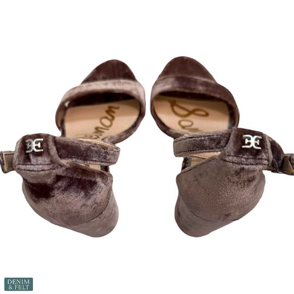 Sam Edelman Velvet Yaro Block Heels Taupe Brown Ankle Strap Dress Sandal 7 - Picture 5 of 9